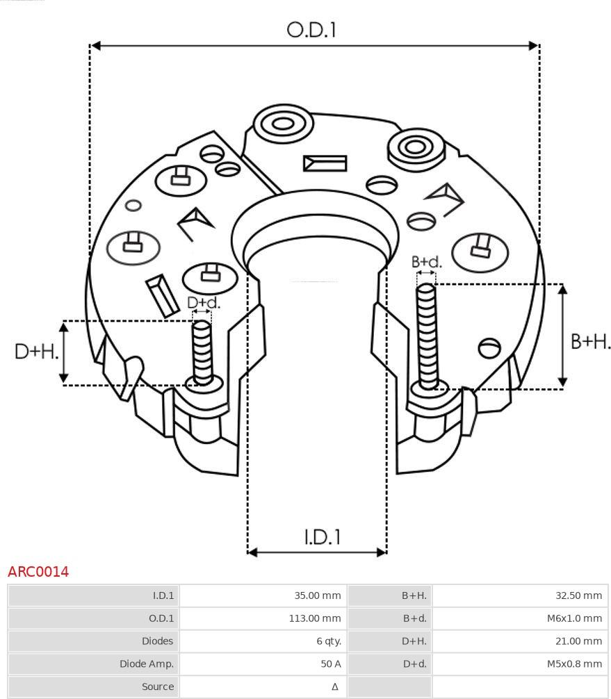 AS-PL ARC0014 - Изправител, генератор vvparts.bg