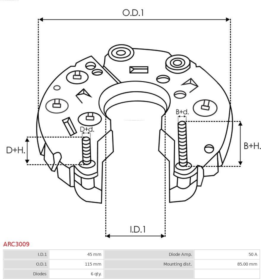 AS-PL ARC3009 - Изправител, генератор vvparts.bg