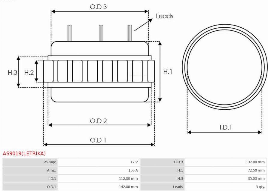 AS-PL AS9019(LETRIKA) - Статор, генератор vvparts.bg