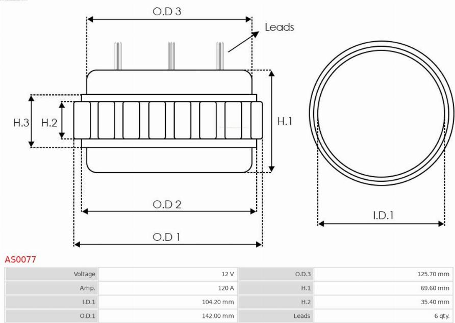 AS-PL AS0077 - Статор, генератор vvparts.bg