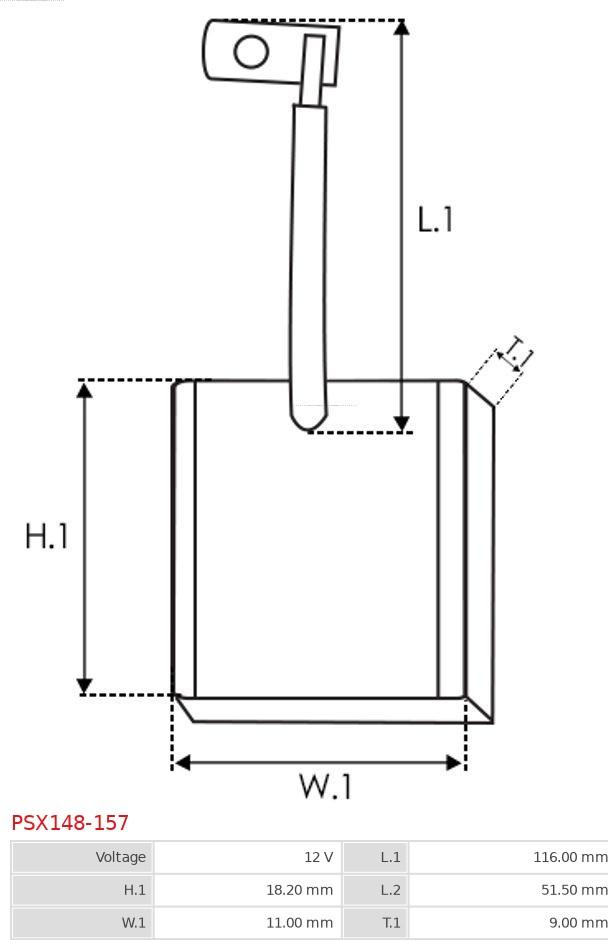 AS-PL PSX148-157 - Въглеродна четка, стартер vvparts.bg