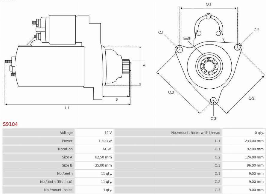 AS-PL S9104 - Стартер vvparts.bg