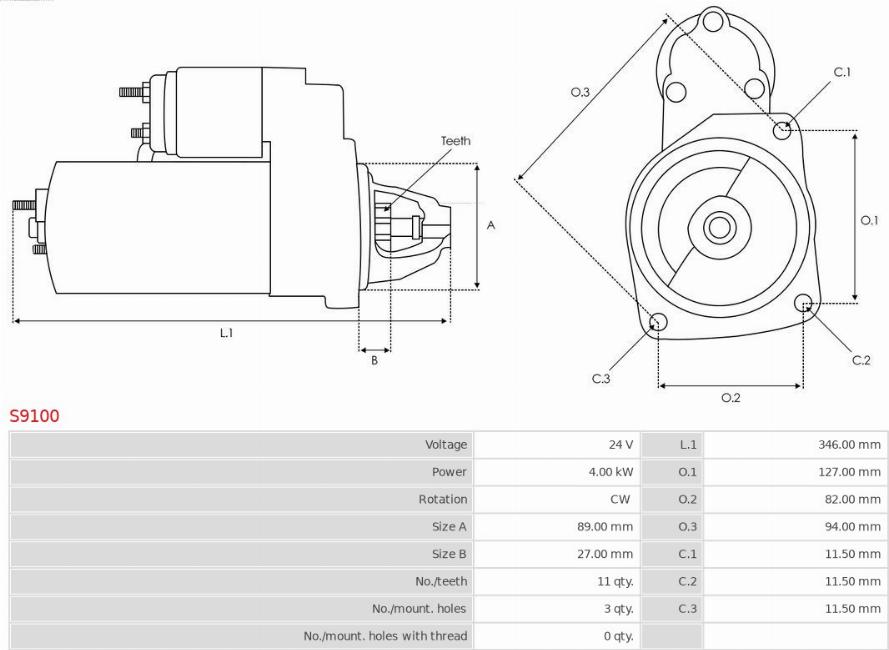 AS-PL S9100 - Стартер vvparts.bg