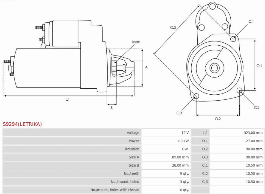 AS-PL S9294(LETRIKA) - Стартер vvparts.bg