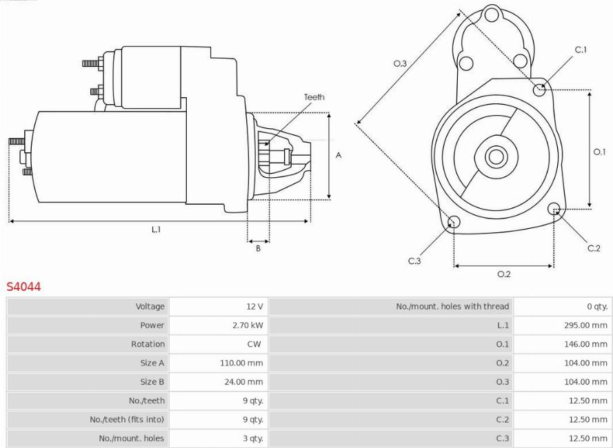 AS-PL S4044 - Стартер vvparts.bg