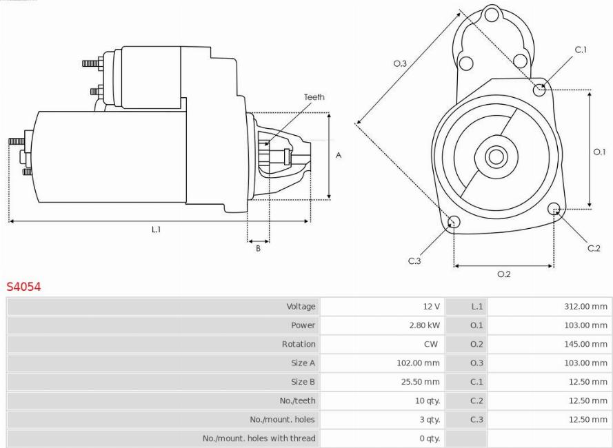 AS-PL S4054 - Стартер vvparts.bg