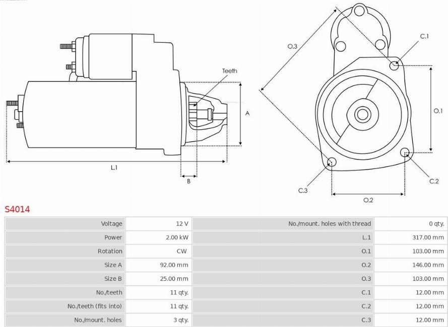 AS-PL S4014 - Стартер vvparts.bg