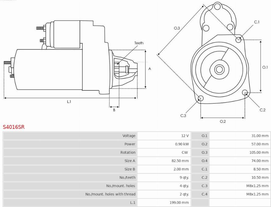 AS-PL S4016SR - Стартер vvparts.bg