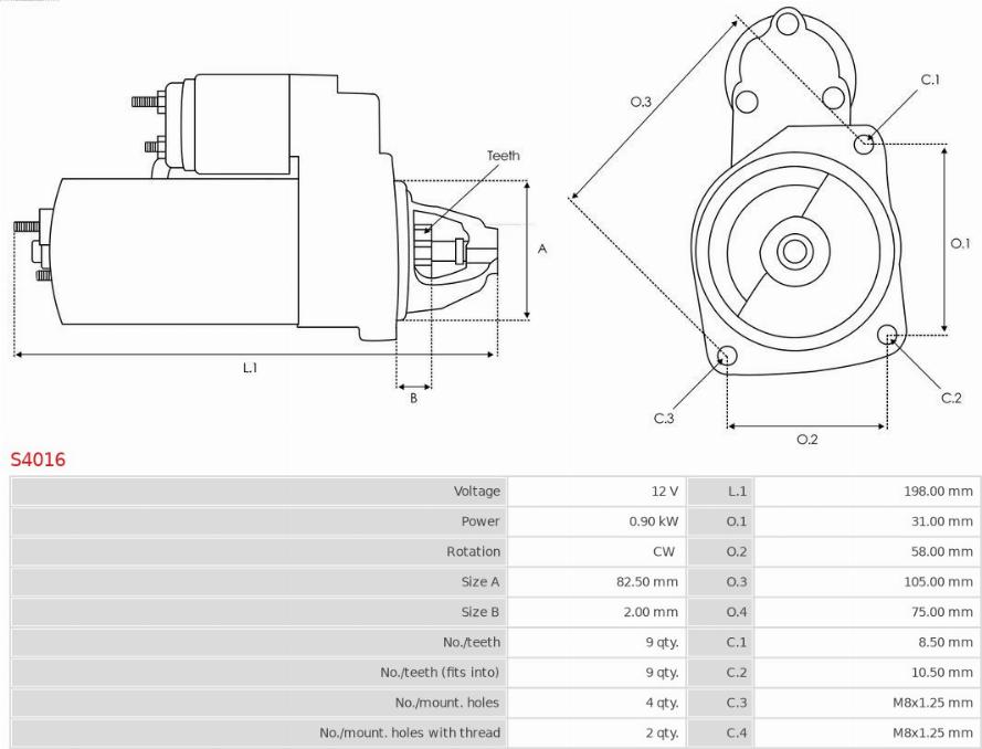 AS-PL S4016 - Стартер vvparts.bg