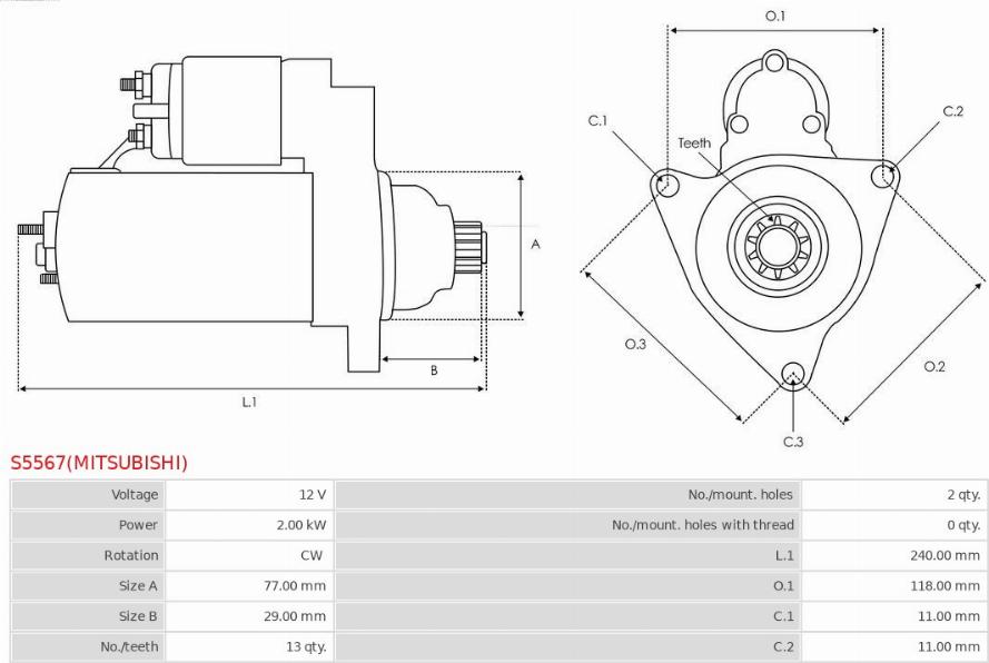 AS-PL S5567(MITSUBISHI) - Стартер vvparts.bg