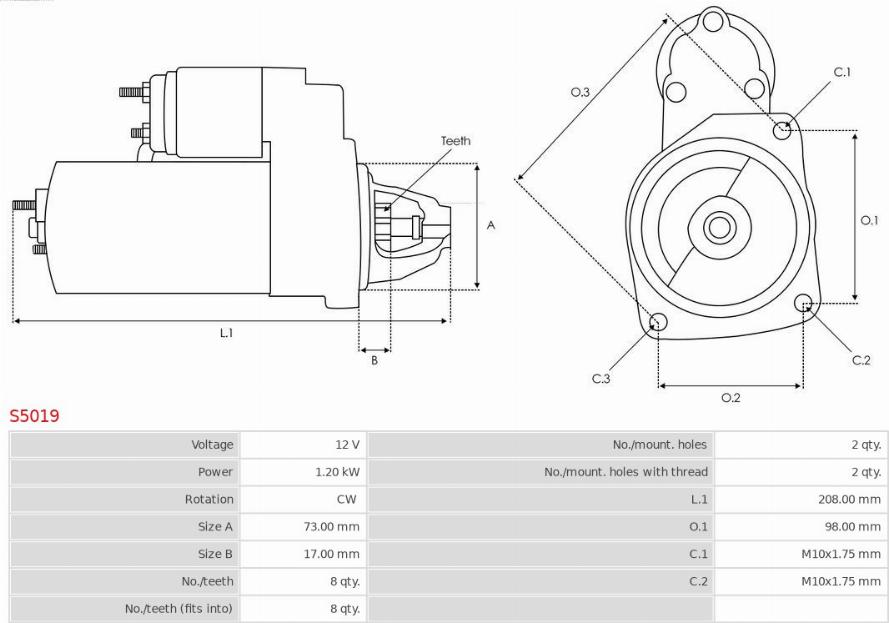 AS-PL S5019 - Стартер vvparts.bg