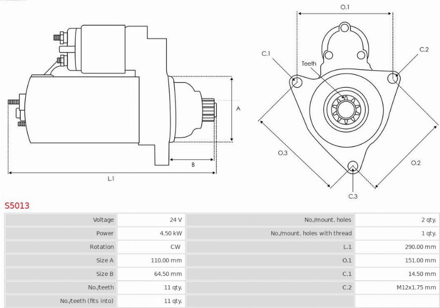 AS-PL S5013 - Стартер vvparts.bg