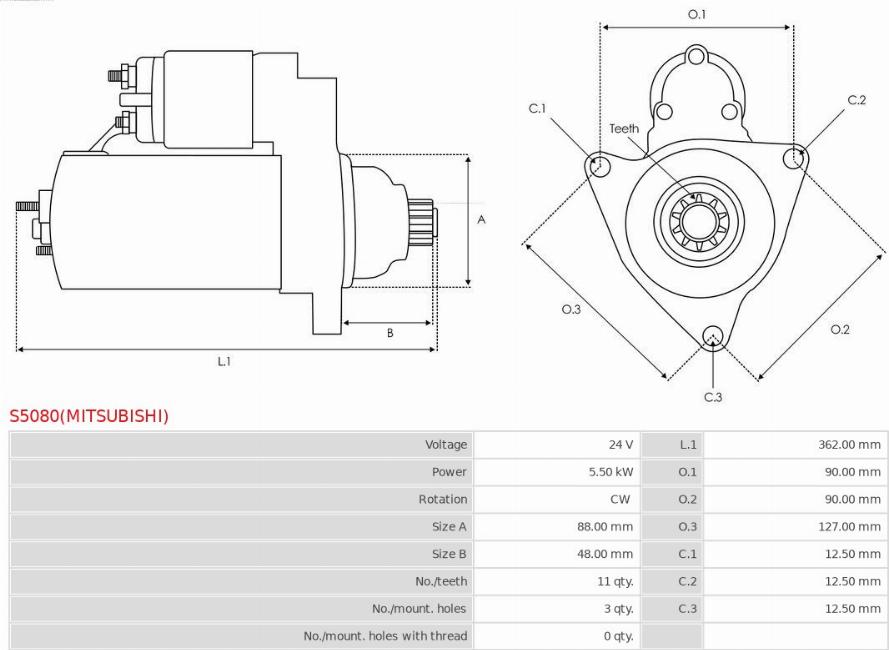 AS-PL S5080(MITSUBISHI) - Стартер vvparts.bg