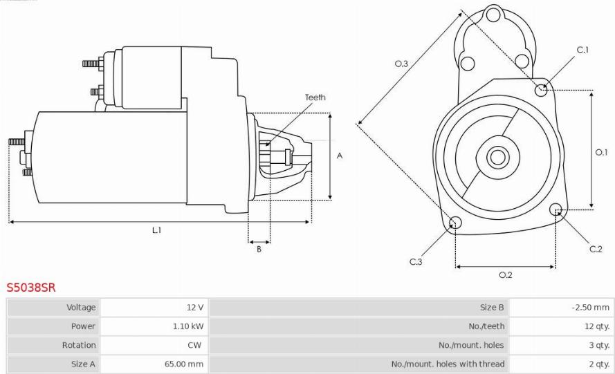 AS-PL S5038SR - Стартер vvparts.bg