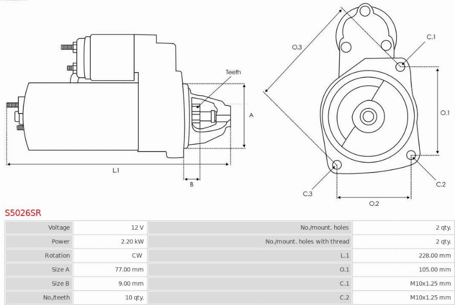 AS-PL S5026SR - Стартер vvparts.bg