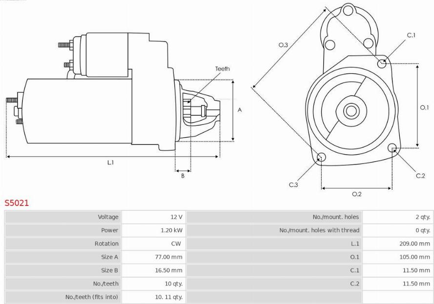 AS-PL S5021 - Стартер vvparts.bg