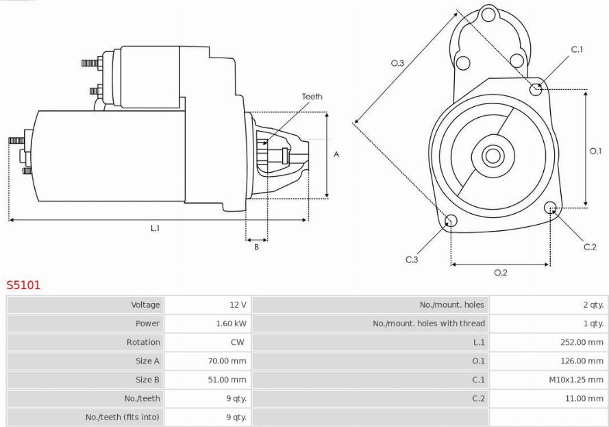 AS-PL S5101 - Стартер vvparts.bg