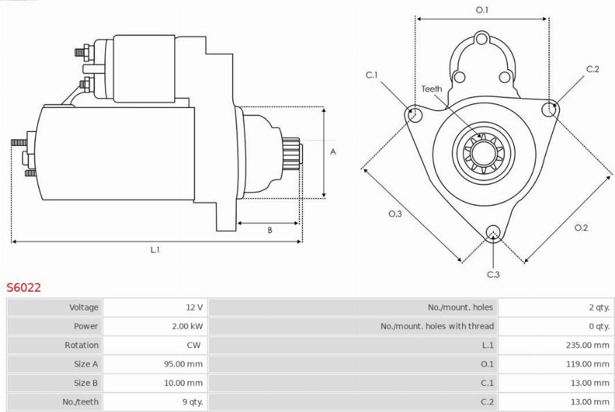 AS-PL S6022 - Стартер vvparts.bg