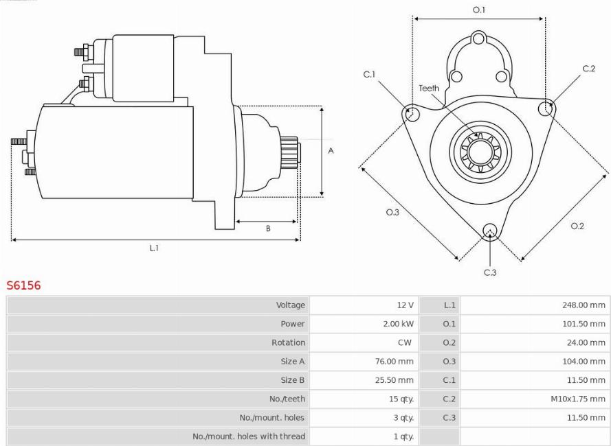 AS-PL S6156 - Стартер vvparts.bg