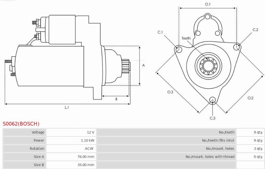 AS-PL S0062(BOSCH) - Стартер vvparts.bg