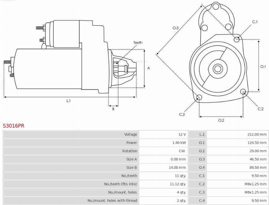 AS-PL S3016PR - Стартер vvparts.bg