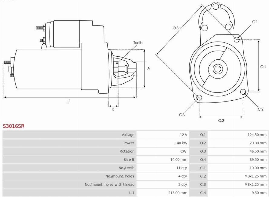 AS-PL S3016SR - Стартер vvparts.bg