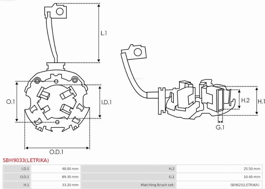 AS-PL SBH9033(LETRIKA) - Държач, карбонови четки vvparts.bg