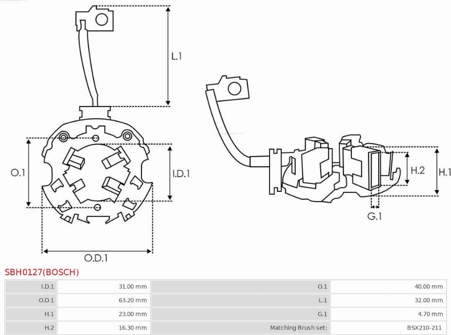 AS-PL SBH0127(BOSCH) - Държач, карбонови четки vvparts.bg