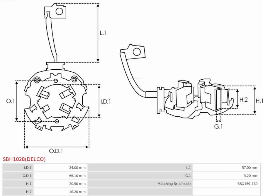 AS-PL SBH1028(DELCO) - Държач, карбонови четки vvparts.bg