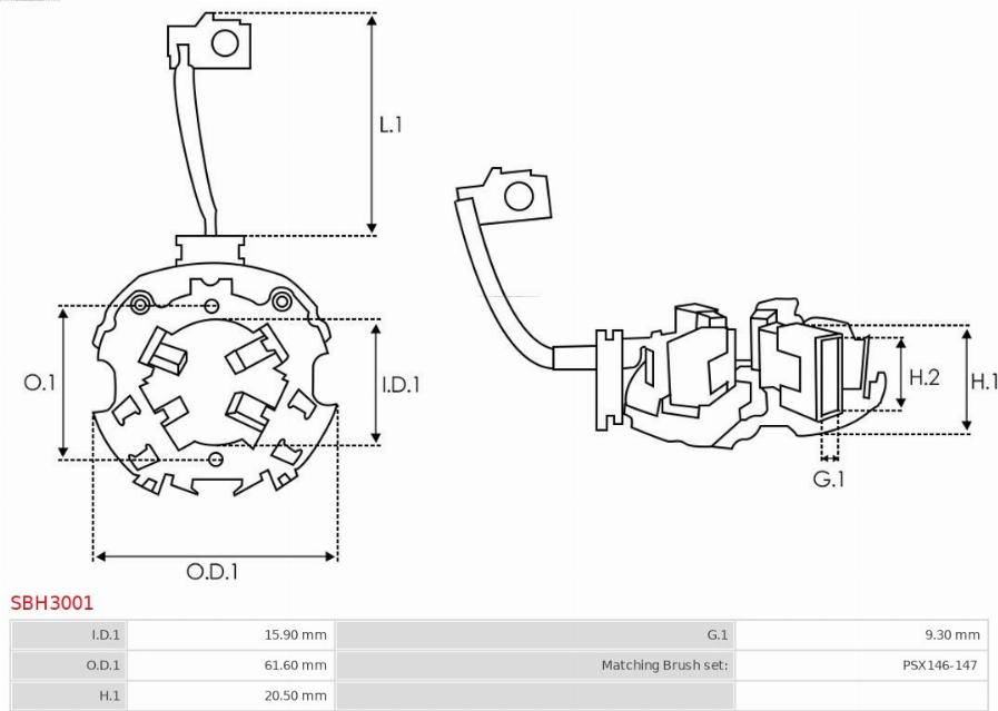 AS-PL SBH3001 - Държач, карбонови четки vvparts.bg