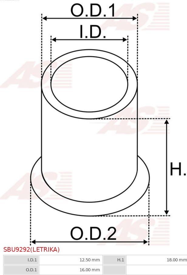 AS-PL SBU9292(LETRIKA) - Втулка, ос на стартера vvparts.bg