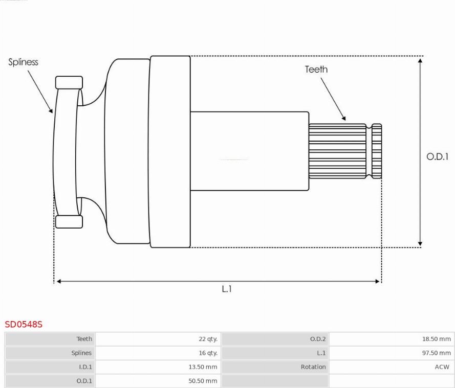 AS-PL SD0548S - Зъбно колелце, стартер vvparts.bg