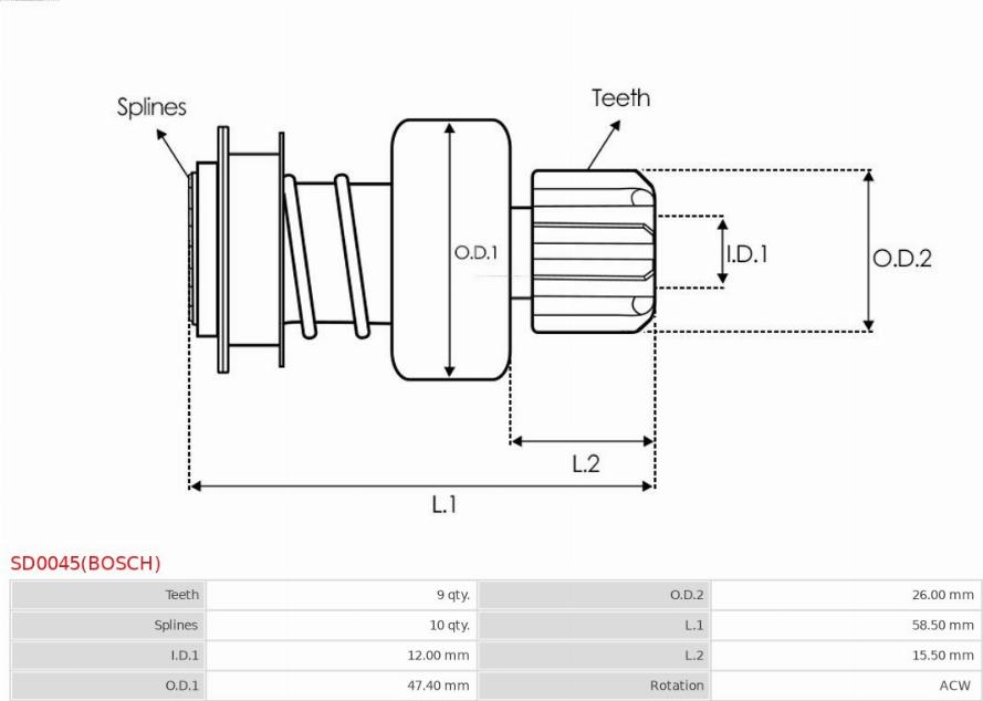 AS-PL SD0045(BOSCH) - Зъбно колелце, стартер vvparts.bg