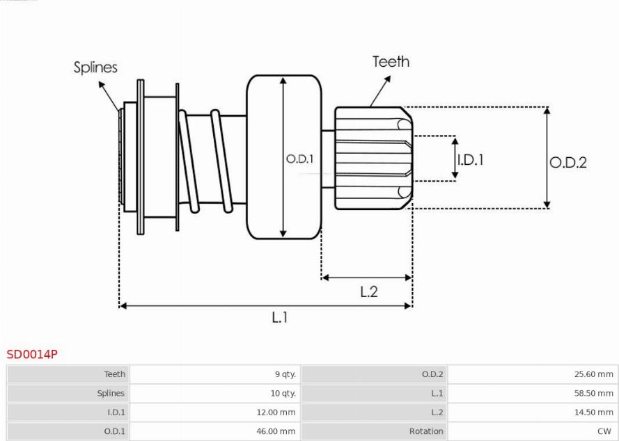 AS-PL SD0014P - Зъбно колелце, стартер vvparts.bg