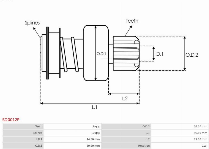 AS-PL SD0012P - Зъбно колелце, стартер vvparts.bg