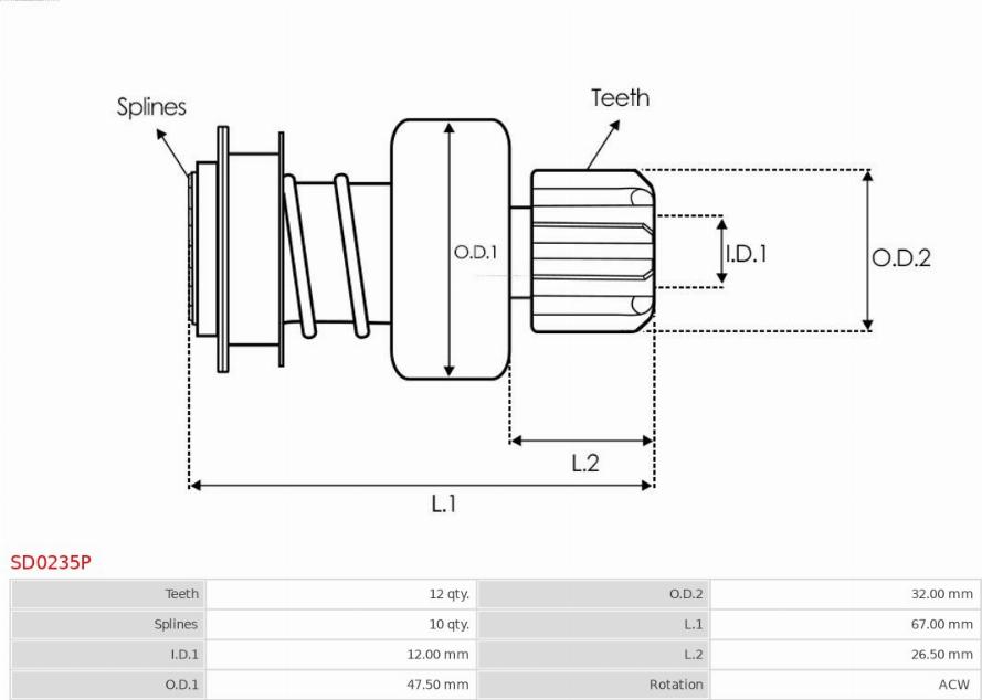 AS-PL SD0235P - Зъбно колелце, стартер vvparts.bg