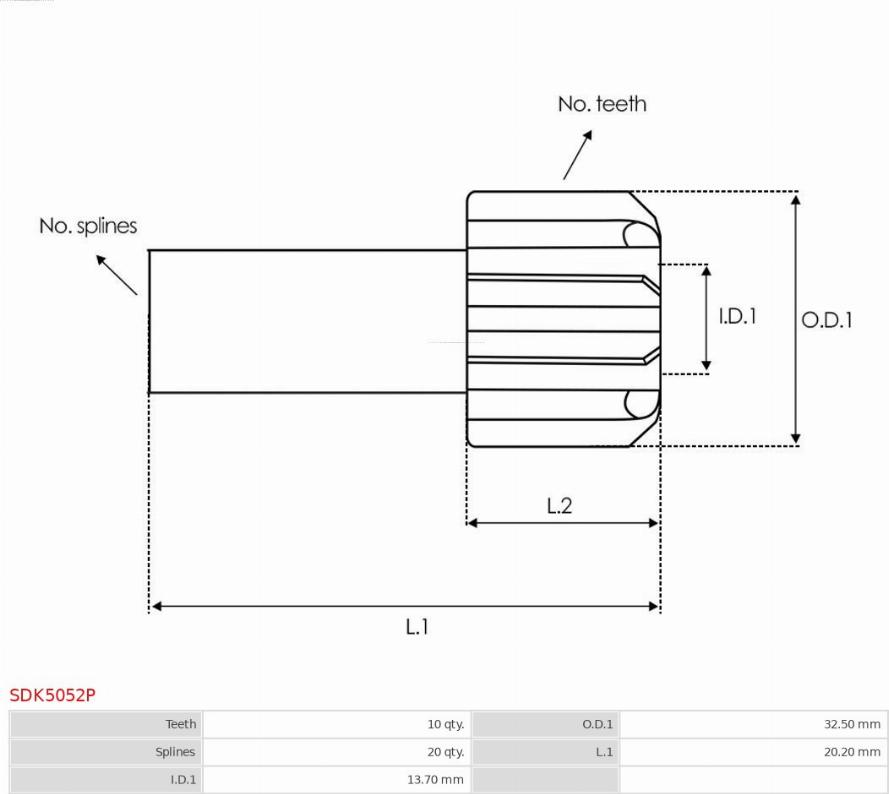 AS-PL SDK5052P - Зъбно колелце, стартер vvparts.bg