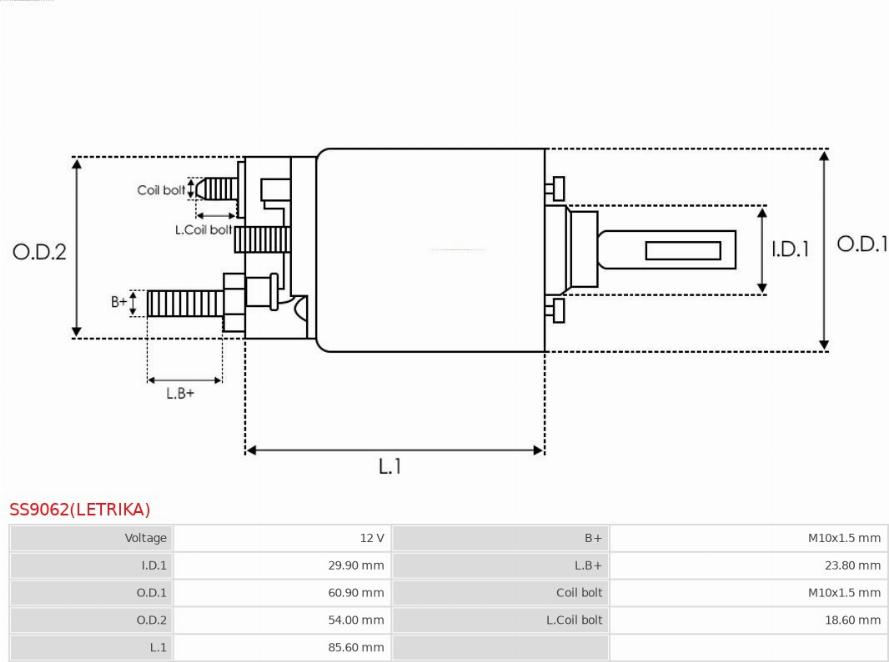 AS-PL SS9062(LETRIKA) - Магнитен превключвател, стартер vvparts.bg