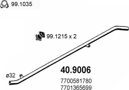 ASSO 40.9006 - Изпускателна тръба vvparts.bg