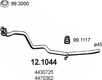 ASSO 12.1044 - Изпускателна тръба vvparts.bg