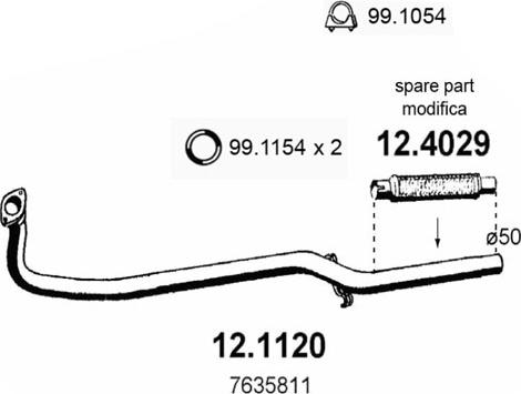 ASSO 12.4029 - Изпускателна тръба vvparts.bg