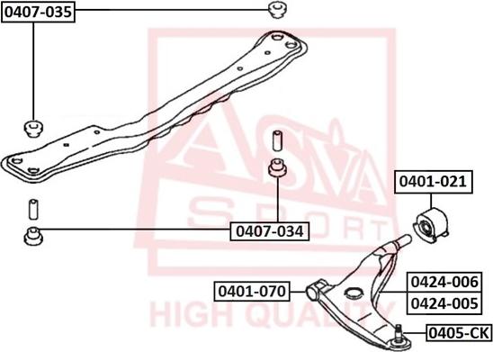 ASVA 0407-034 - Лагерна втулка, стабилизатор vvparts.bg