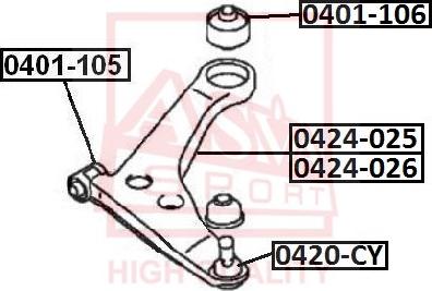 ASVA 0424-012 - Носач, окачване на колелата vvparts.bg