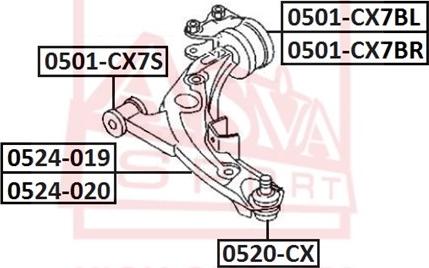 ASVA 0501-CX7BL - Тампон, носач vvparts.bg