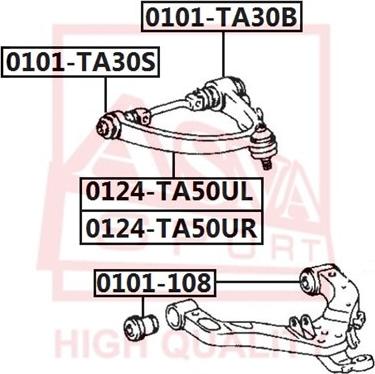 ASVA 0124-TA50UR - Носач, окачване на колелата vvparts.bg