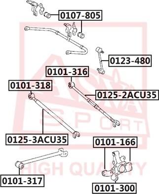 ASVA 0125-2ACU35 - Носач, окачване на колелата vvparts.bg