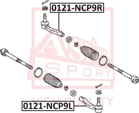 ASVA 0121-NCP9L - Накрайник на напречна кормилна щанга vvparts.bg