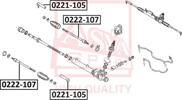 ASVA 0222-107 - Аксиален шарнирен накрайник, напречна кормилна щанга vvparts.bg