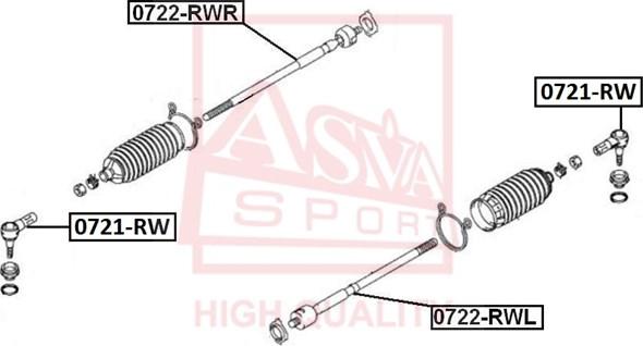 ASVA 0722-RWR - Аксиален шарнирен накрайник, напречна кормилна щанга vvparts.bg