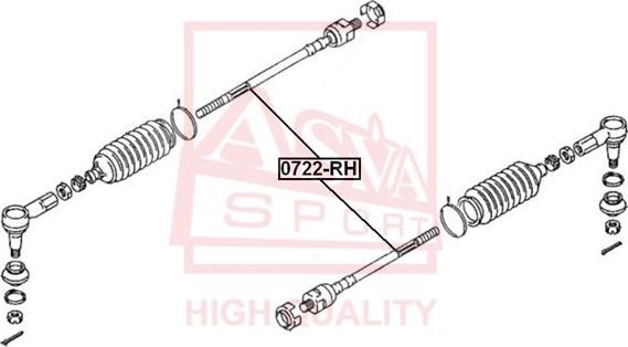 ASVA 0722-RH - Аксиален шарнирен накрайник, напречна кормилна щанга vvparts.bg